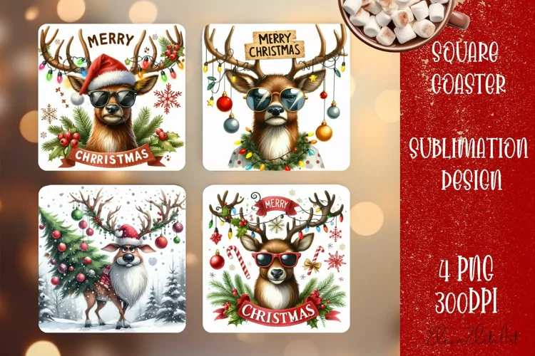 Sarcastik deers Coaster Design. Winter Coaster Sublimation