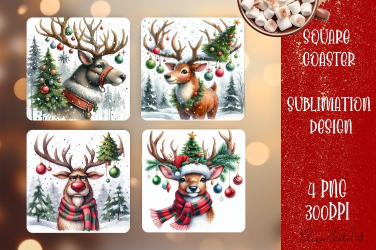 Sarcastik deers Coaster Design. Winter Coaster Sublimation example image 1