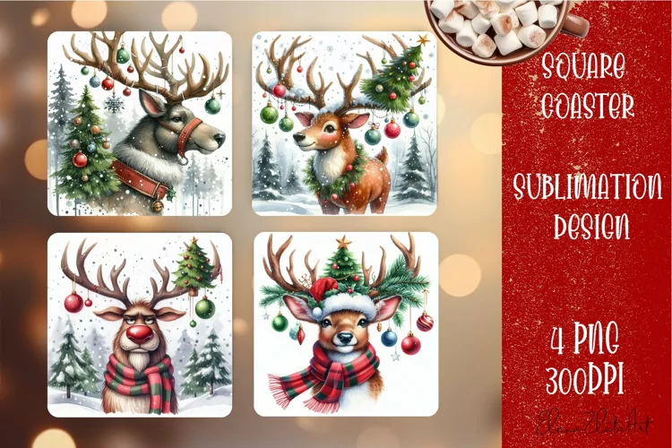 Sarcastik deers Coaster Design. Winter Coaster Sublimation