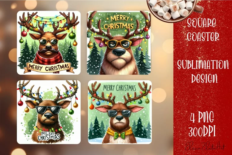 Sarcastik deers Coaster Design. Winter Coaster Sublimation