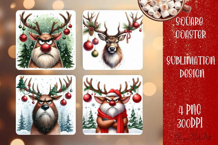 Sarcastik deers Coaster Design. Winter Coaster Sublimation example image 1
