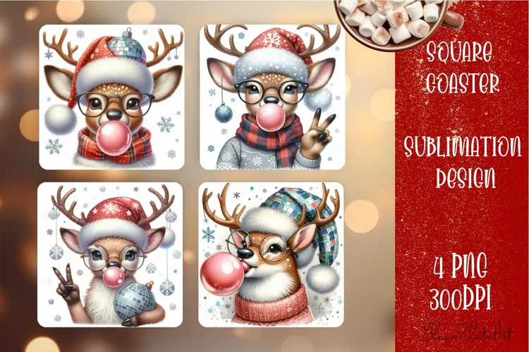 Sarcastik deers Coaster Design. Winter Coaster Sublimation