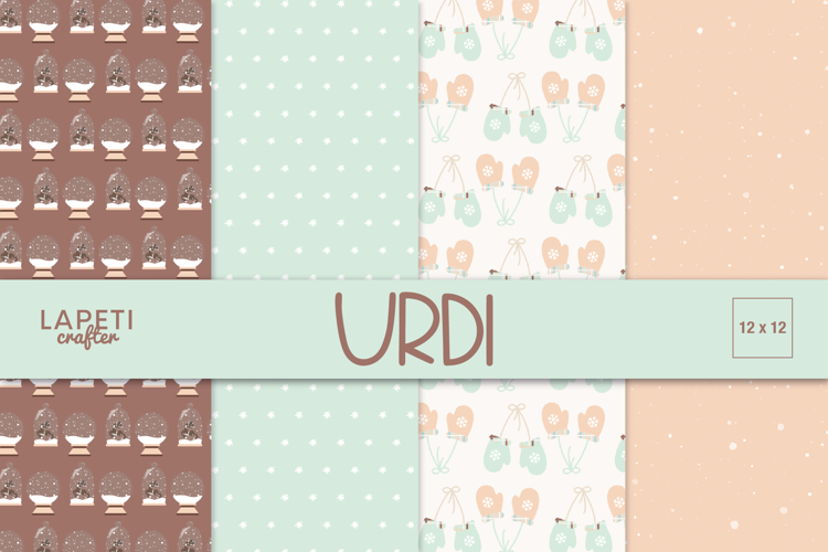 Winter Digital Paper | Cozy Mittens & Snowflakes Backgrounds