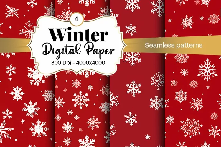 Winter Digital Paper Snow Snowflake Digital Paper