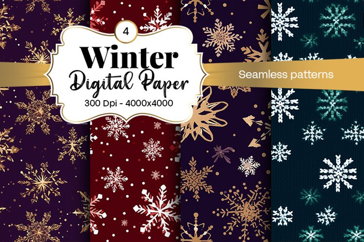 Winter Digital Paper Snow Snowflake Digital Paper