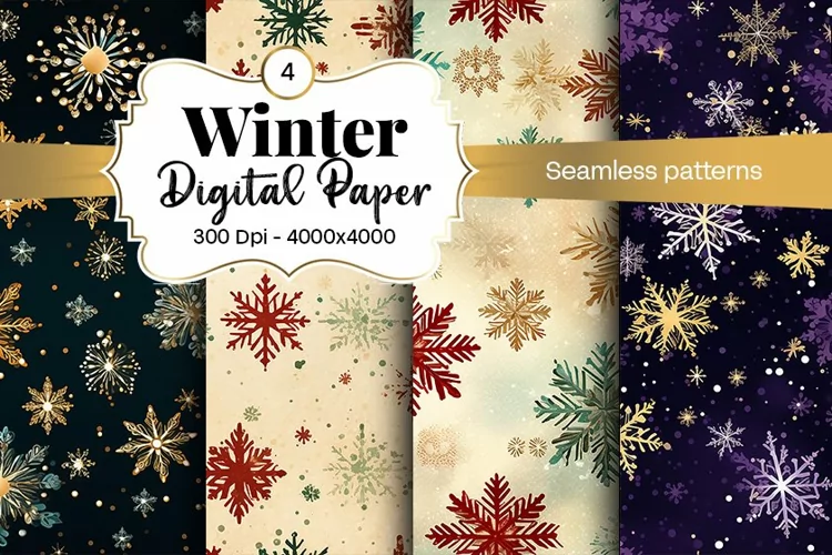 Winter Digital Paper Snow Snowflake Digital Paper