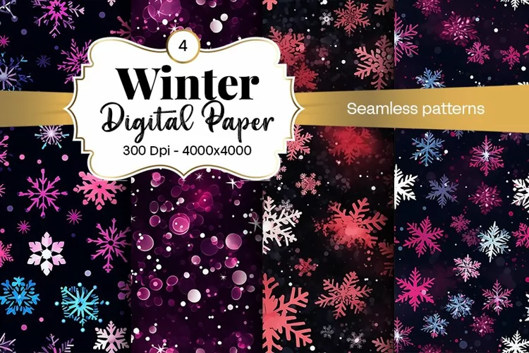 Winter Digital Paper Snow Snowflake Digital Paper