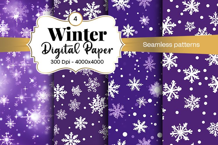 Winter Digital Paper Snow Snowflake Digital Paper example image 1
