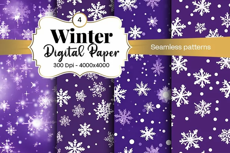 Winter Digital Paper Snow Snowflake Digital Paper