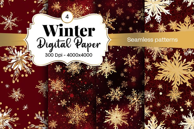 Winter Digital Paper Snow Snowflake Digital Paper