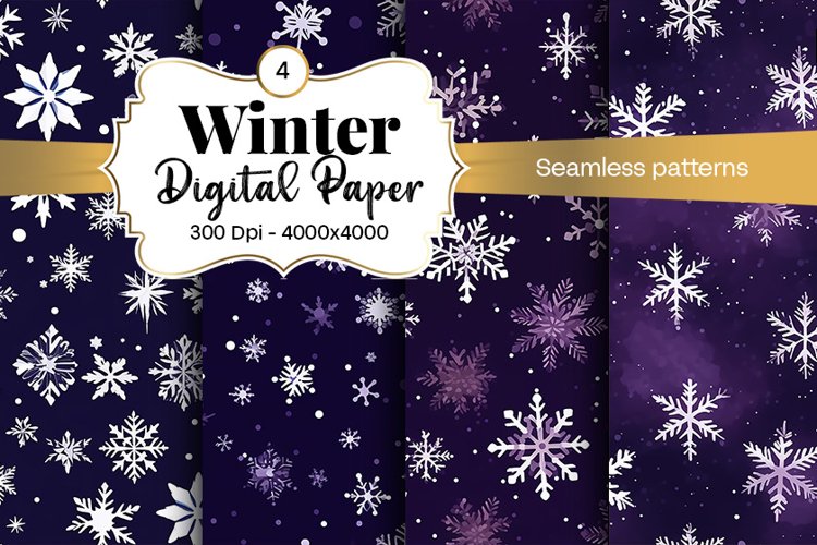 Winter Digital Paper Snow Snowflake Digital Paper