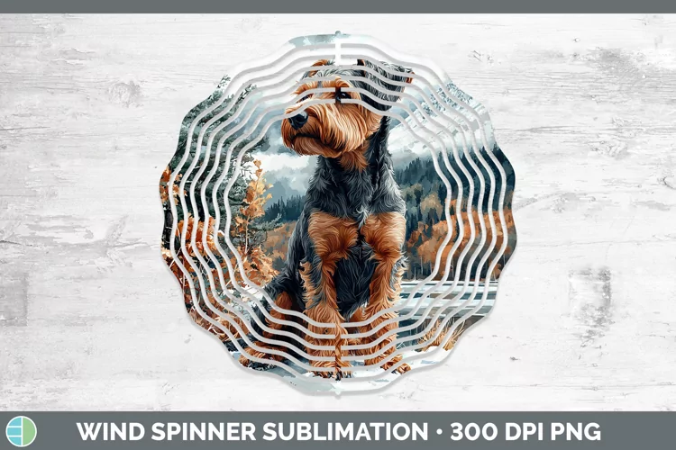 Winter Dogs Airedale Terrier Dog Wind Spinner Sublimation Sp