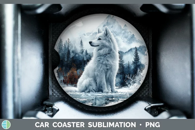 Winter Dogs American Eskie Dog Car Coaster Sublimation Coast