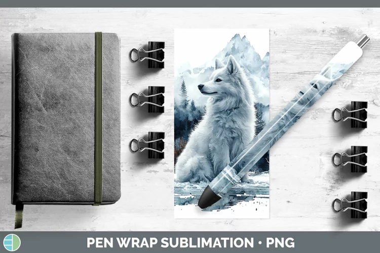 Winter Dogs American Eskie Dog Pen Wrap Sublimation Epoxy Pe