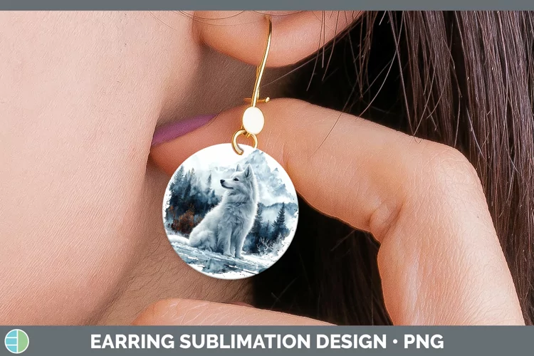 Winter Dogs American Eskie Dog Round Earrings Sublimation Ea
