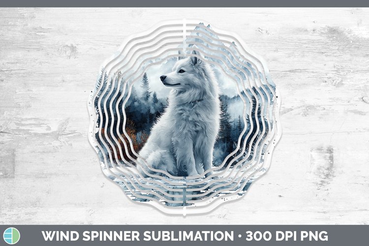 Winter Dogs American Eskie Dog Wind Spinner Sublimation Spin