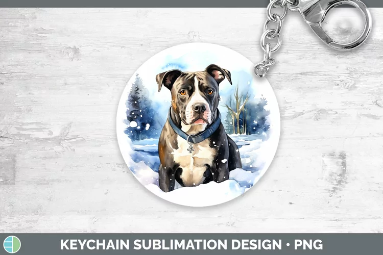 Winter Dogs American Staffordshire Keychain Sublimation Keyr