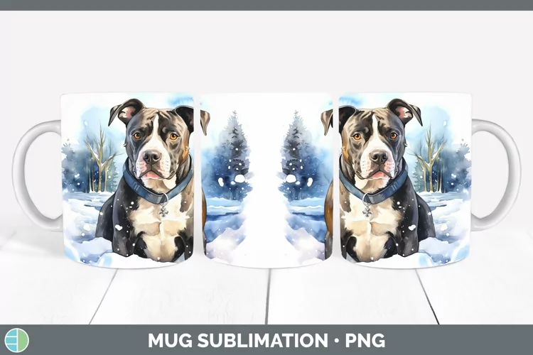 Winter Dogs American Staffordshire Mug Wrap Sublimation Coff