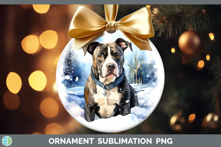 Winter Dogs American Staffordshire Ornament Sublimation Baub