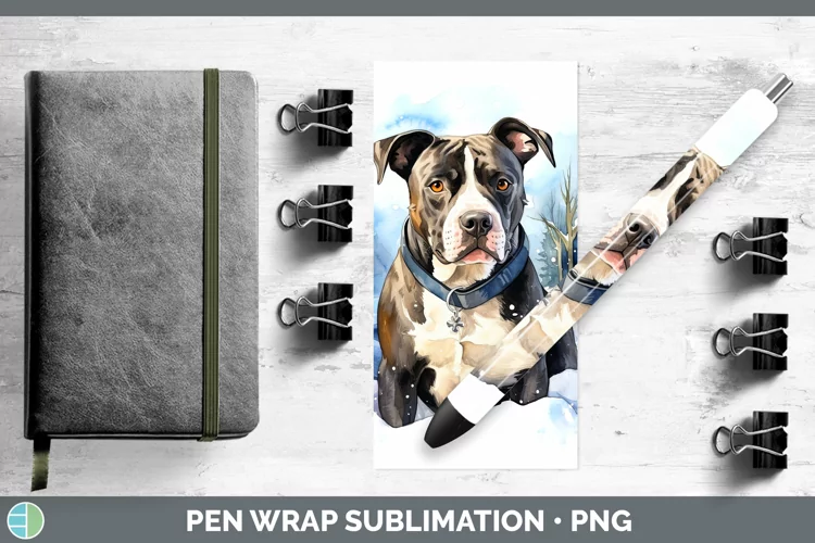 Winter Dogs American Staffordshire Pen Wrap Sublimation Pen