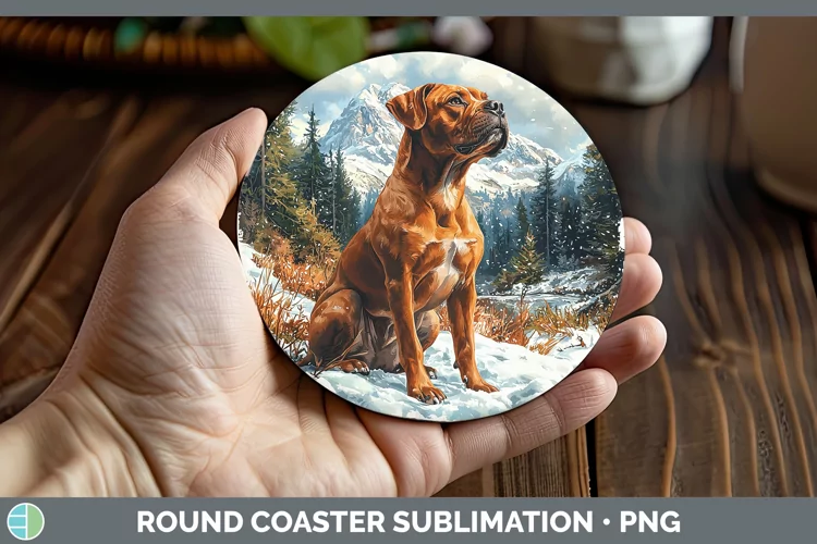 Winter Dogs American Staffordshire Round Coaster Sublimation