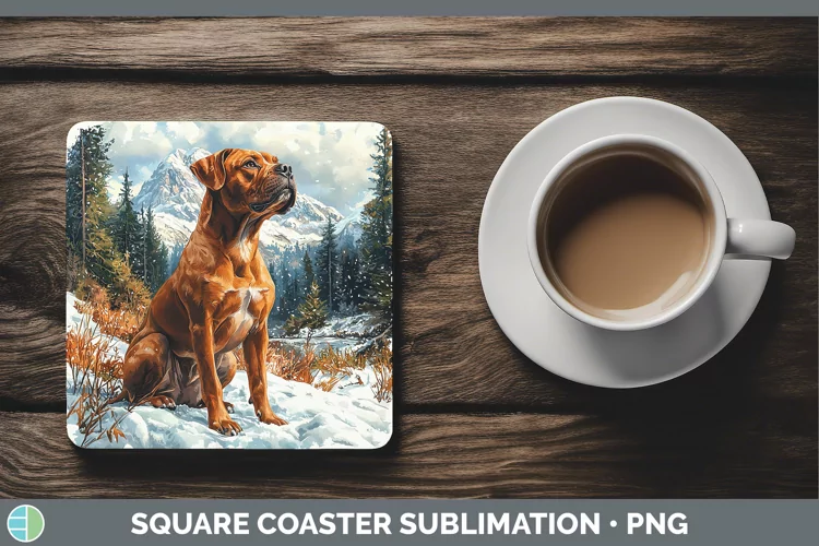 Winter Dogs American Staffordshire Square Coaster Sublimatio