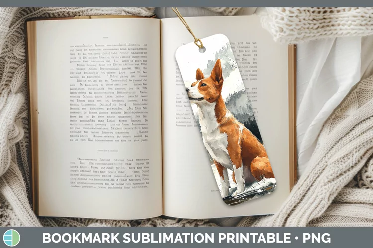 Winter Dogs Basenji Bookmark Sublimation Printable Designs