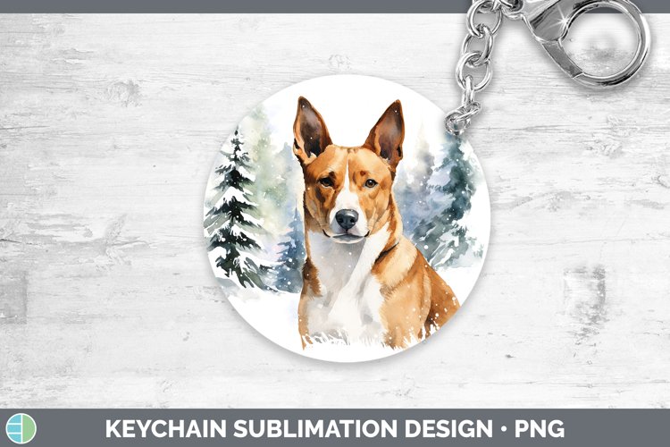 Winter Dogs Basenji Keychain Sublimation Keyring Designs