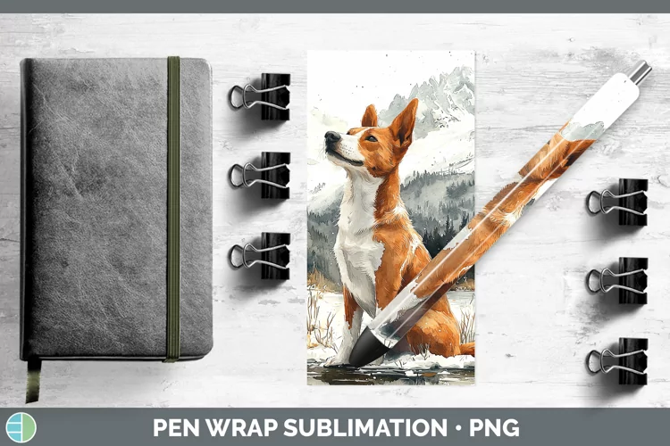 Winter Dogs Basenji Pen Wrap Sublimation Epoxy Pen Designs