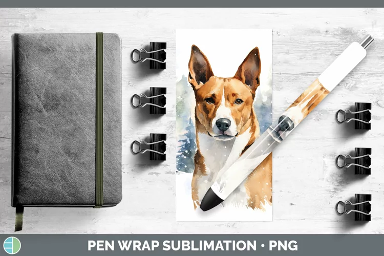 Winter Dogs Basenji Pen Wrap Sublimation Pen Designs