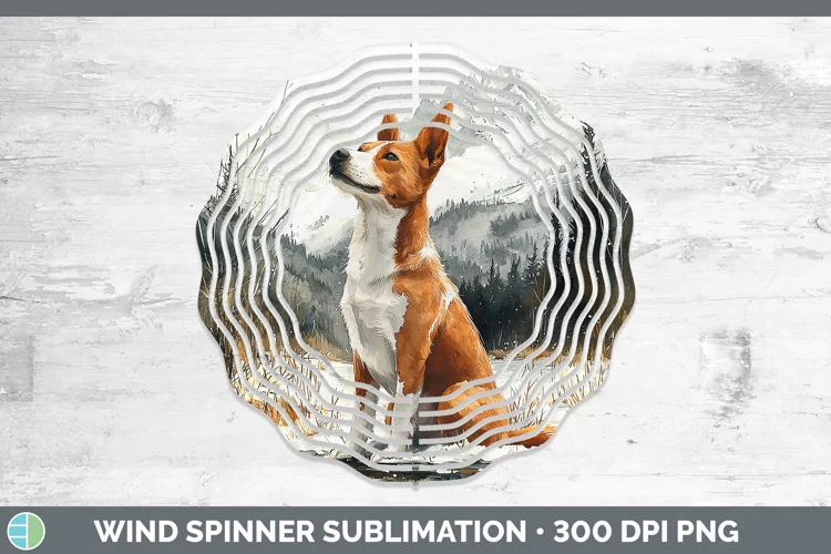 Winter Dogs Basenji Wind Spinner Sublimation Spinner Designs