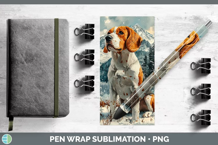 Winter Dogs Beagle Pen Wrap Sublimation Epoxy Pen Designs