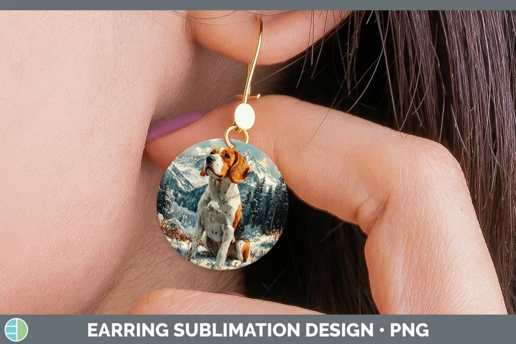 Winter Dogs Beagle Round Earrings Sublimation Earrings Desig