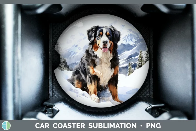 Winter Dogs Bermese Mountain Dog Car Coaster Sublimation De