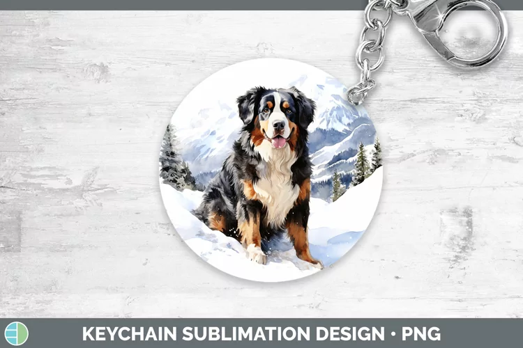 Winter Dogs Bermese Mountain Dog Keychain Sublimation Keyrin