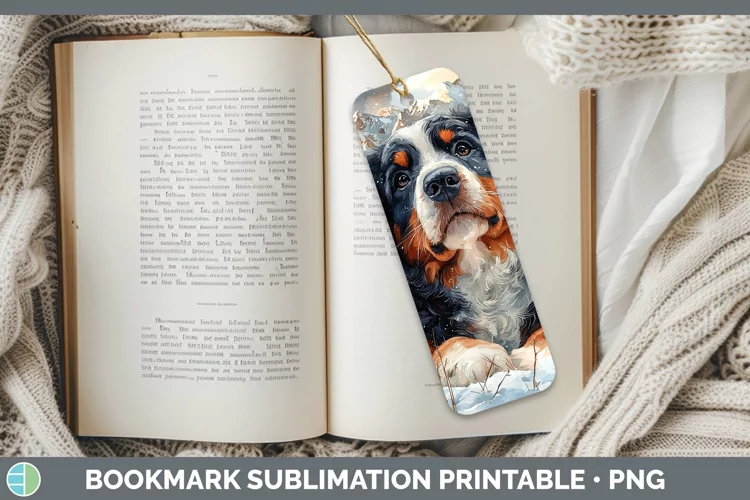 Winter Dogs Bernedoodle Dog Bookmark Sublimation Printable D
