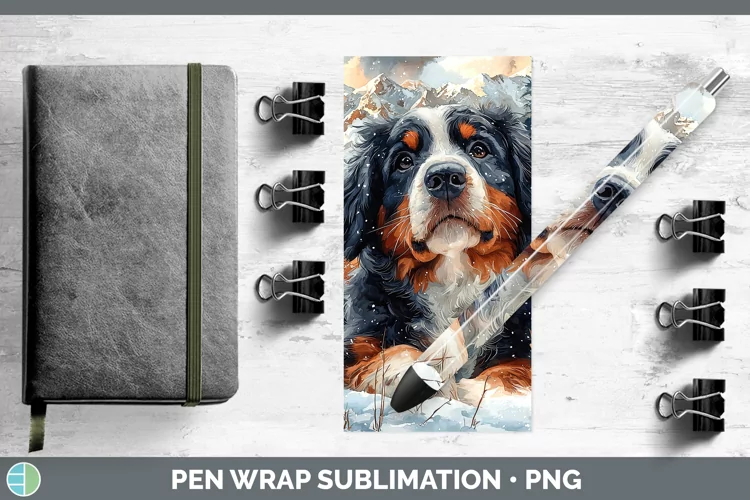 Winter Dogs Bernedoodle Dog Pen Wrap Sublimation Epoxy Pen D