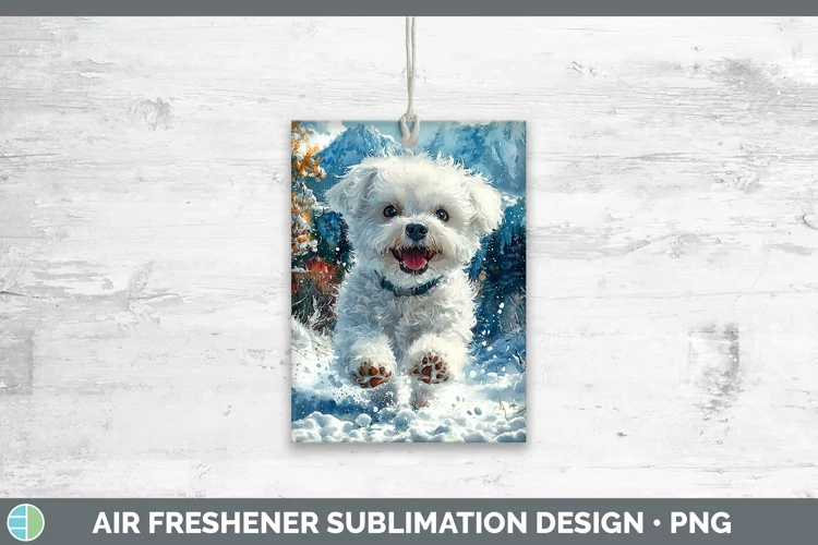 Winter Dogs Bichon Frise Air Freshener Sublimation Car Fresh