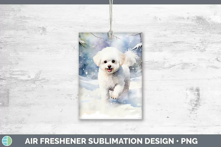 Winter Dogs Bichon Frise Air Freshener Sublimation Car Fresh