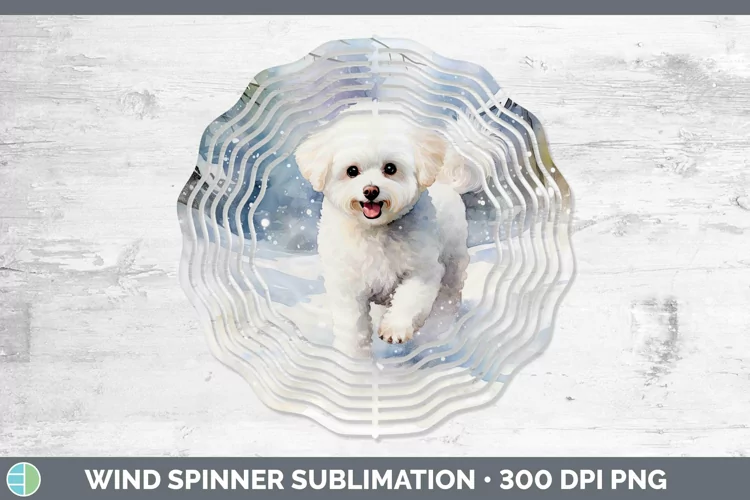Winter Dogs Bichon Frise Wind Spinner Sublimation Spinner De