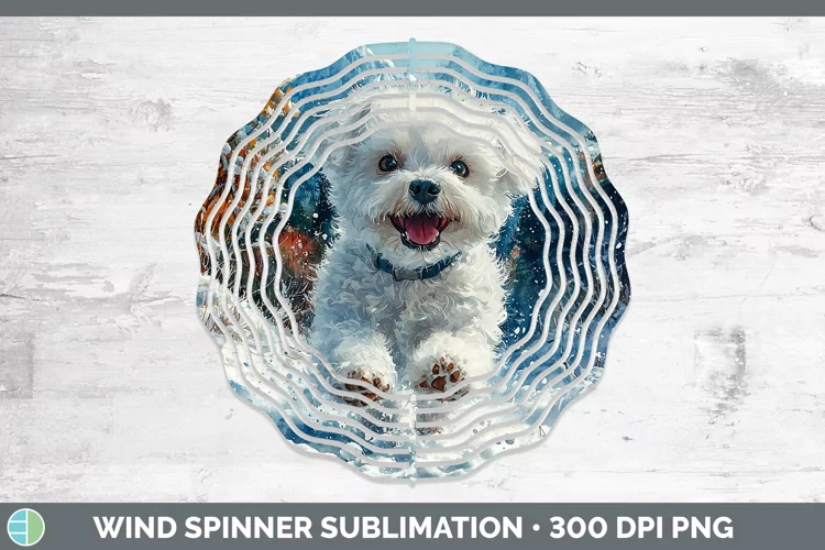 Winter Dogs Bichon Frise Wind Spinner Sublimation Spinner De