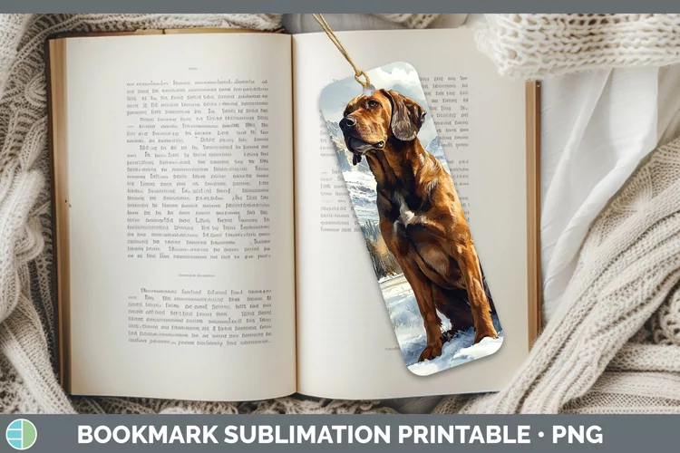 Winter Dogs Bloodhound Bookmark Sublimation Printable Design