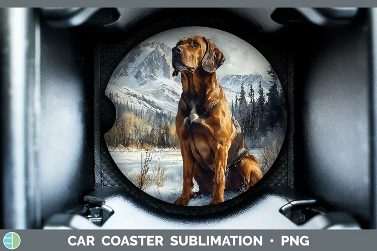 Winter Dogs Bloodhound Car Coaster Sublimation Coaster Desig