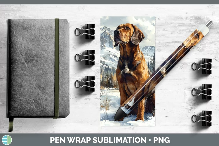 Winter Dogs Bloodhound Pen Wrap Sublimation Epoxy Pen Design