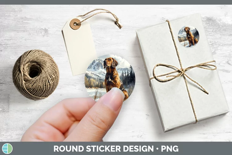 Winter Dogs Bloodhound Stickers | Round Labels Designs