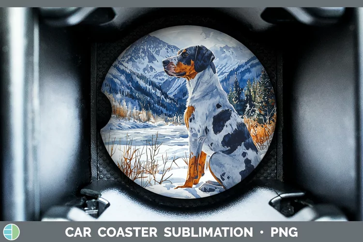 Winter Dogs Bluetick Coonhound Car Coaster Sublimation Coast