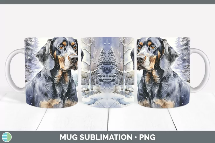 Winter Dogs Bluetick Coonhound Mug Wrap Sublimation Coffee C