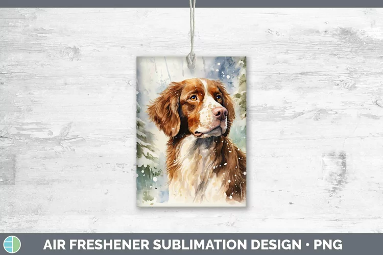 Winter Dogs Brittany Dog Air Freshener Sublimation Car Fresh
