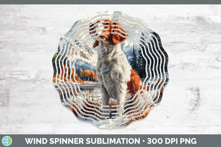 Winter Dogs Brittany Dog Wind Spinner Sublimation Spinner De
