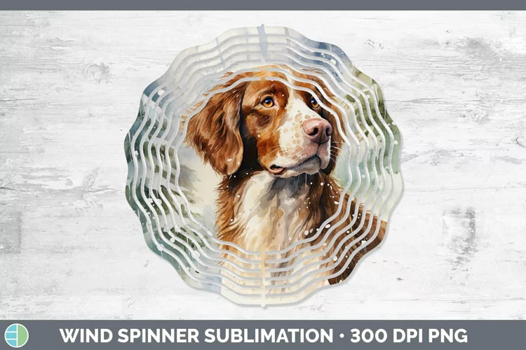 Winter Dogs Brittany Dog Wind Spinner Sublimation Spinner De